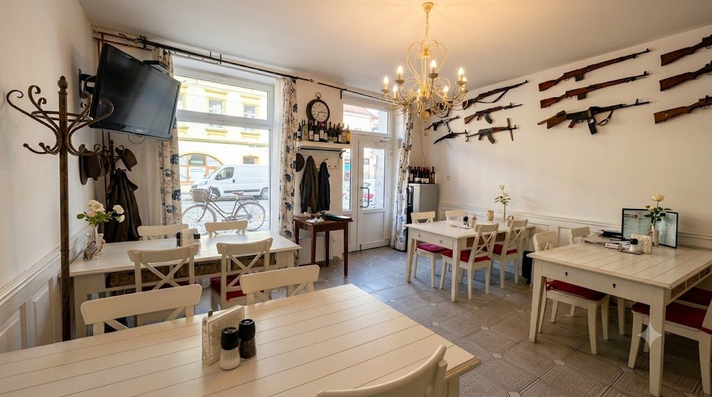 Interiér restaurace v Penzionu 4 Dvory