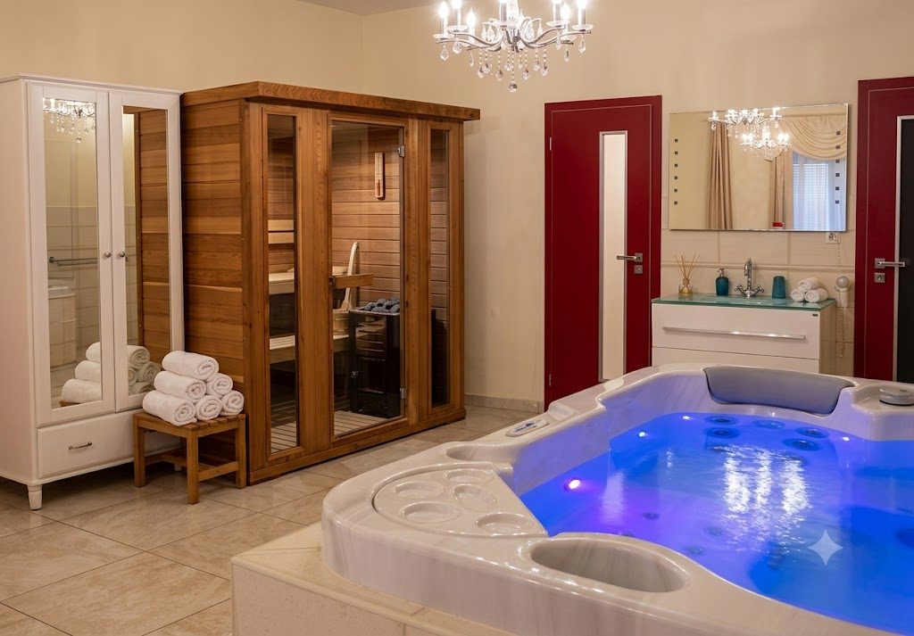 Wellness s masážní vanou a saunou v Penzionu 4 Dvory